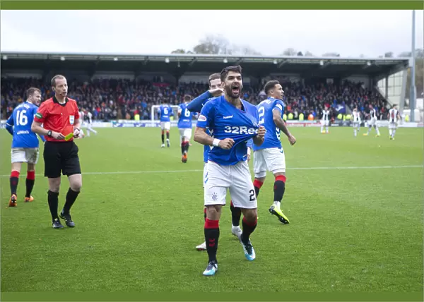 Rangers Daniel Candeias Euphorically Celebrates Goal in St Mirren Clash, Ladbrokes Premiership