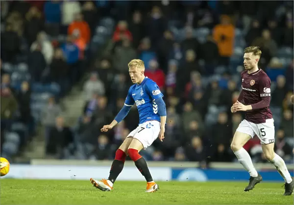 Rangers Ross McCrorie in Action: Scottish Premiership Clash Against Hearts at Ibrox Stadium