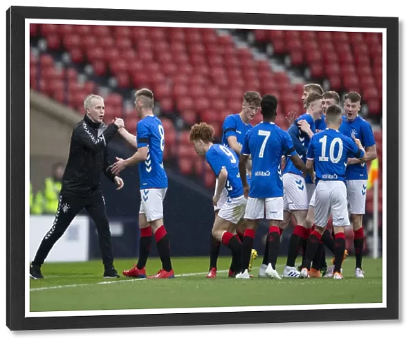 Rangers Ciaran Dickson and Manager David McCallum Celebrate Goal in Scottish FA Youth Cup Final: Celtic vs Rangers (2003)