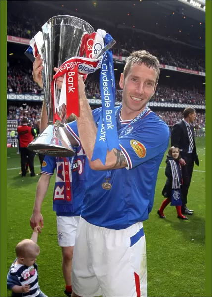 Rangers Football Club: Champions with Kirk Broadfoot and the SPL Trophy - Motherwell vs Rangers at Ibrox Stadium