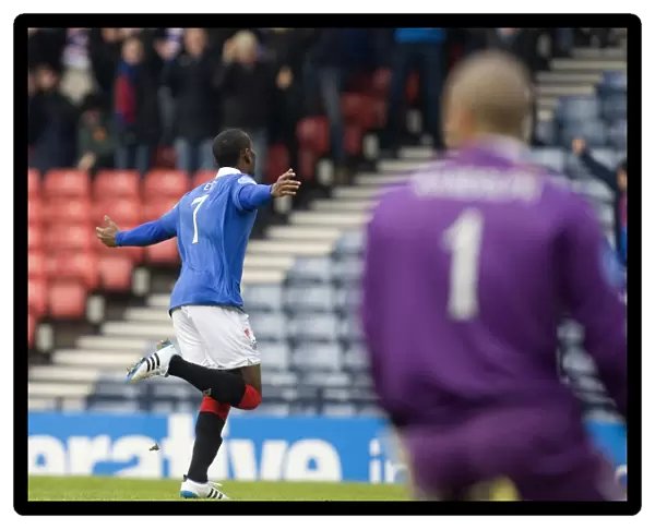 Maurice Edu's Euphoric Goal Celebration: Rangers 2-1 Victory over Motherwell in the Scottish Cup Semi-Final at Hampden Park