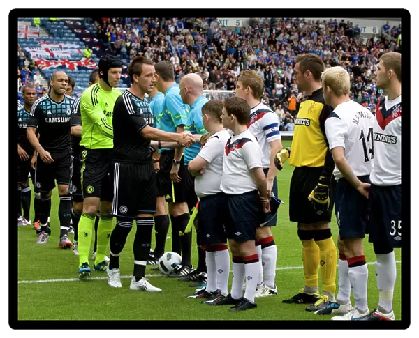 Rangers vs. Chelsea: Unity Before Contest - Handshake Moment (1-3 in Favor of Chelsea) at Ibrox Stadium