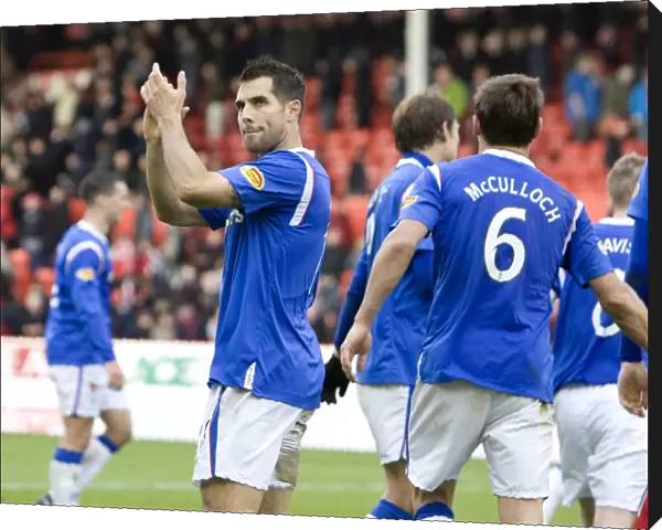 Rangers Carlos Bocanegra: Exulting in a 1-2 Victory at Pittodrie Stadium (Clydesdale Bank Scottish Premier League)