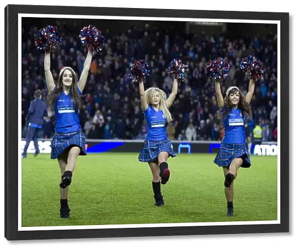 Rousing the Troops: Rangers Cheerleaders at Half Time in a 2-1 Clydesdale Bank Scottish Premier League Battle at Ibrox Stadium