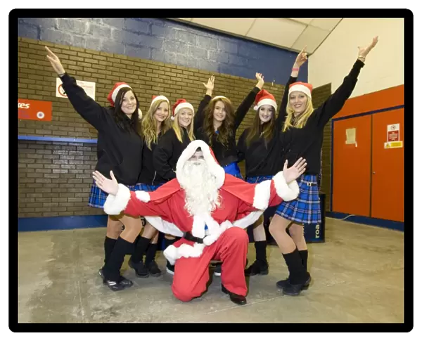 Rangers Cheerleaders Celebrate Holiday Win: Rangers 2-1 Over Inverness Caley Thistle at Ibrox Stadium - Santa Joins in the Fun