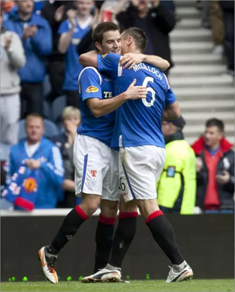 Rangers: Euphoric Moment as Andy Little and Lee McCulloch Celebrate Goal in 3-1 Win over St. Mirren (Clydesdale Bank Scottish Premier League)