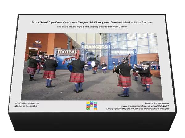 Scots Guard Pipe Band Celebrates Rangers 5-0 Victory over Dundee United at Ibrox Stadium