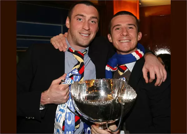 Rangers Football Club: Barry Ferguson and Allan McGregor Celebrate 2008 CIS Cup Final Victory over Dundee United (League Cup Triumph)