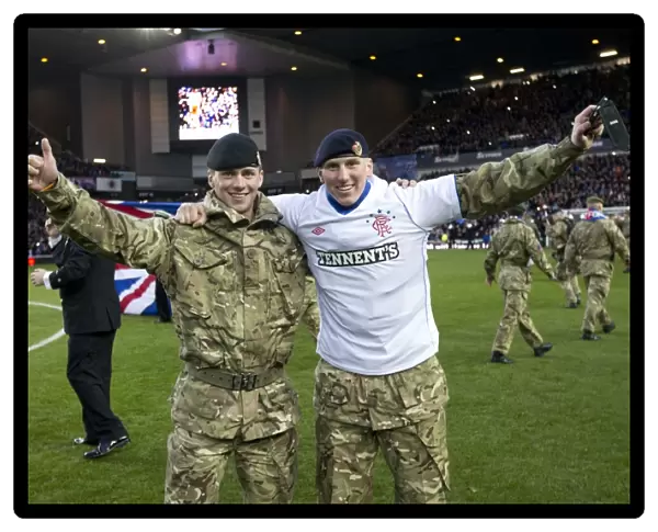 400 Military Personnel Honor Rangers Football Club at Ibrox Stadium during Remembrance Day (Scottish Third Division: Rangers 2-0 Peterhead)