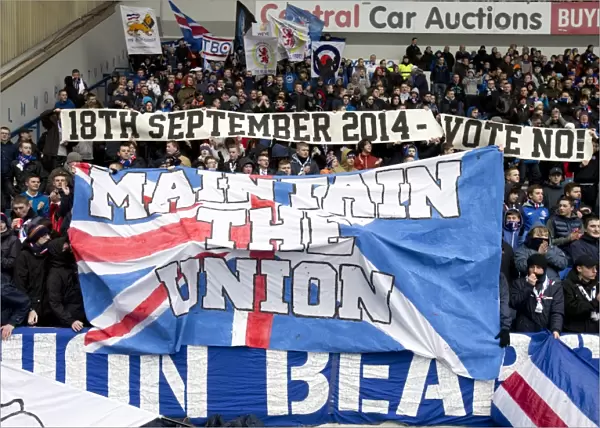 Maintain the Union: A Sea of Rangers Supporters at Ibrox Stadium (0-0) Waving the