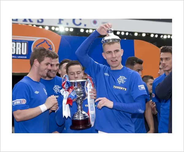 Rangers FC's Glory: Andy Mitchell's Triumph with the Irn-Bru Scottish Third Division Trophy at Ibrox Stadium (1-0 vs Berwick Rangers)