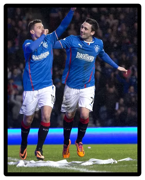 Rangers: Fraser Aird and Nicky Clark Celebrate Thrilling Goal at Ibrox Stadium