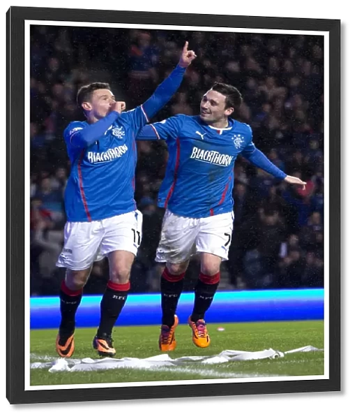 Rangers: Fraser Aird and Nicky Clark Celebrate Thrilling Goal at Ibrox Stadium