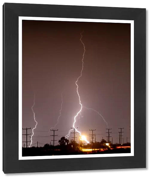 Lightning strikes across the skies of Twentynine Palms in California during monsoon
