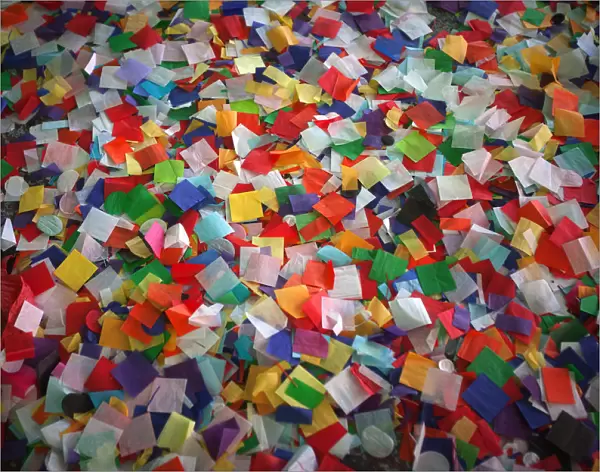 Confetti is pictured on the ground on 7th Avenue in Times Square on New Years Eve