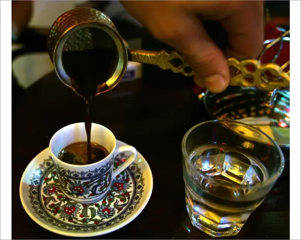 Traditional Turkish coffee is served at a coffee house in Istanbul