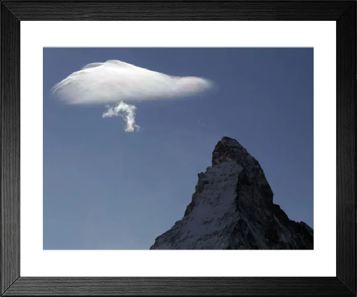 Framed Print : Print of the Matterhorn mountain with a cloud Framed Print : Print of the Matterhorn mountain with a cloud
