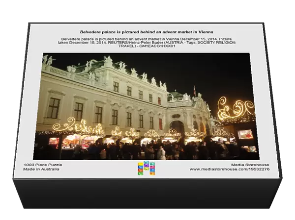 Belvedere palace is pictured behind an advent market in Vienna