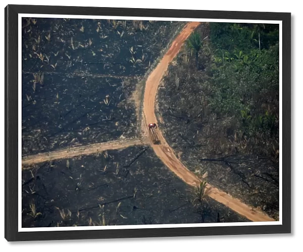 An aerial view of a deforested plot of the Amazon in Boca do Acre