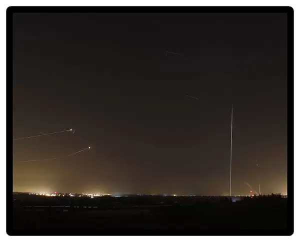 Rockets launched from Gaza Strip towards Israel is seen as rocket by Iron Dome