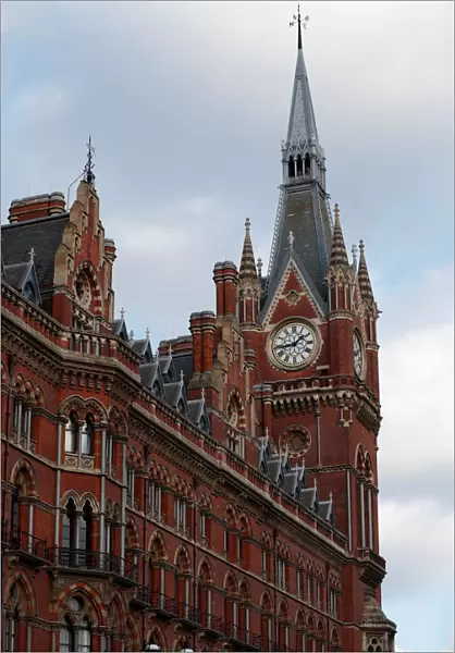 The St Pancras clock tower is seen, London