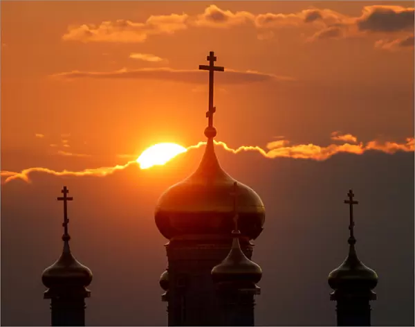 The church of St. Prophet Ilya is pictured during sunset in Nizhny Novgorod