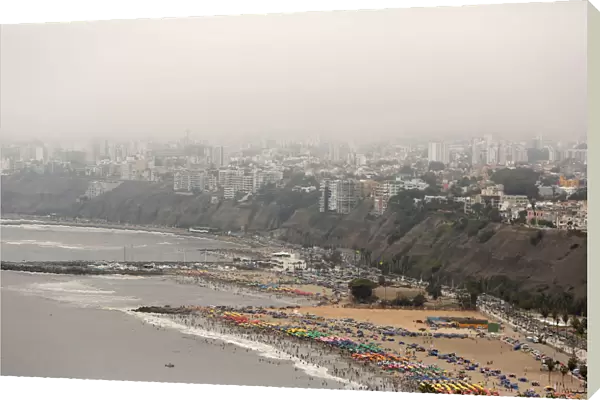 A view of Lima is seen from the top of Morro Solar hill in Limas district of Chorrillos