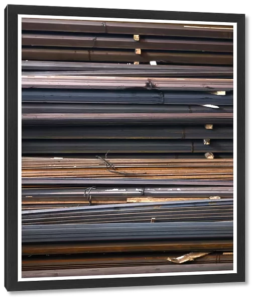 Steel strips are pictured at the Ariel Metal steel trader warehouse in Podolsk