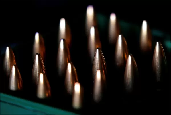 30-06 Springfield caliber bullets are seen at a shooting range in Rome