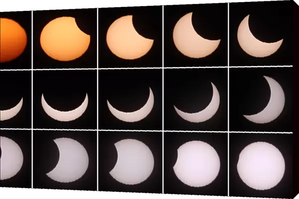 A combination of photographs shows a partial solar eclipse in Vienna