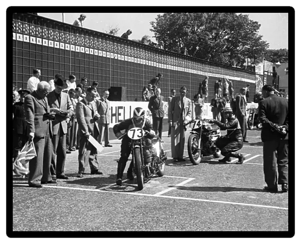 Arthur Wheeler (Velocette) and Albert Moule (Norton) 1950 Junior TT