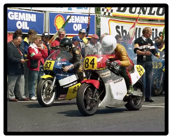 Dave Madsen-Mygdal (Suzuki) and John Caffrey (Yamaha) 1988 Senior TT