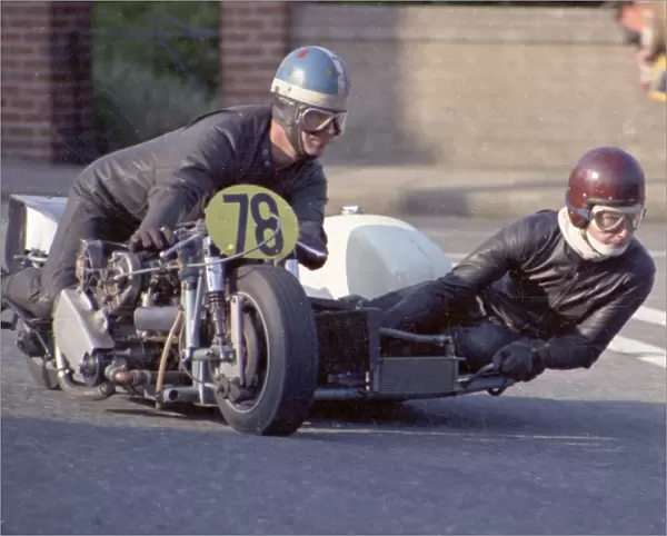 Idris Evans & Tim Matt (Imp) at White Gates: 1969 750 Sidecar TT