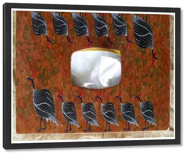 Lacquer tissue box with painted guineafowls Kenya East Africa