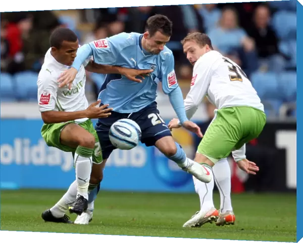 Coventry City vs Reading: Intense Battle for the Ball - McIndoe vs Bertrand and Howard (Championship 2009)
