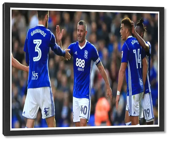 Birmingham City's Paul Robinson and Jonathan Grounds Celebrate Third Goal vs. Crawley Town in Carabao Cup First Round
