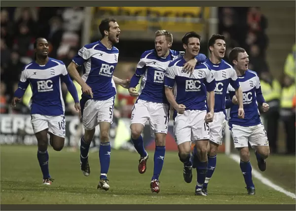 Birmingham City: Scott Dann Scores and Celebrates with Teammates Against Blackpool in Premier League (04-01-2011)