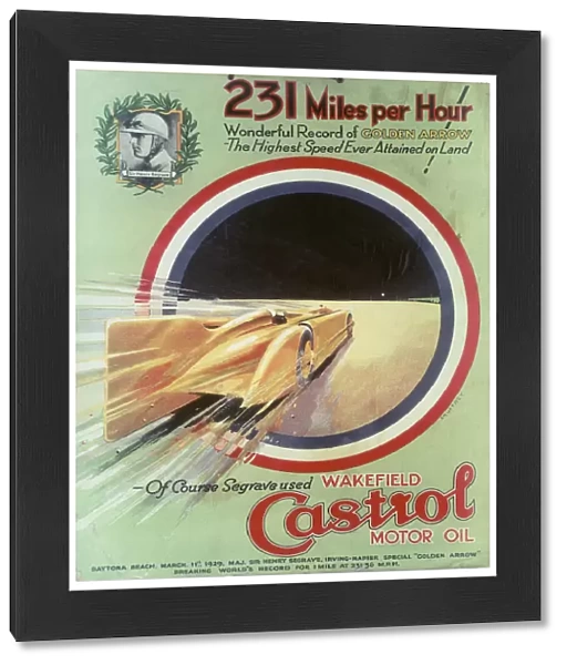 1929 Castol poster featuring Golden Arrow