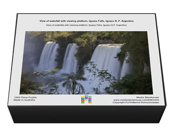 View of waterfall with viewing platform, Iguazu Falls, Iguazu N. P. Argentina
