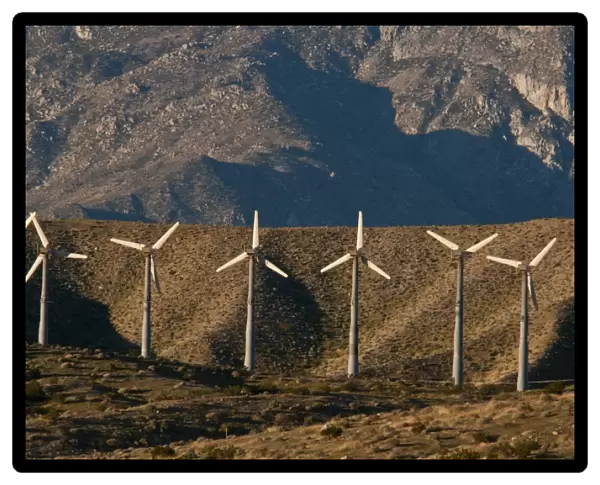 Wind turbine generators in desert, San Gorgonio Pass Wind Farm, Palm Springs, California, U. S. A