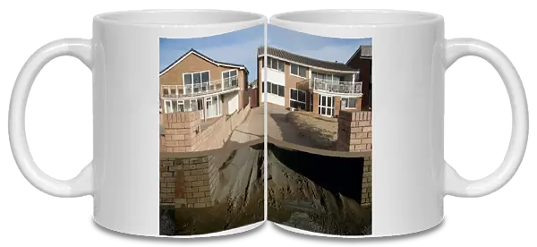 Sand blown from beach and dunes onto garden in seaside resort town, Lytham St. Anne s, Lancashire, England, january