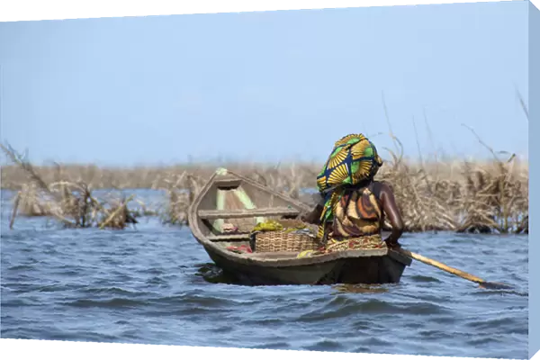 Africa, Benin, Ganvie. Tofinu tribe village on the waters of Lake Nokoue, only accessible by boat
