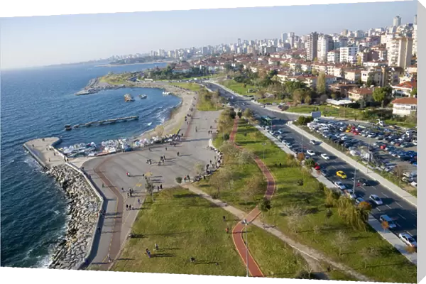 Aerial view of Caddebostan - Bostanci coastline, southeast of Istanbul, Turkey