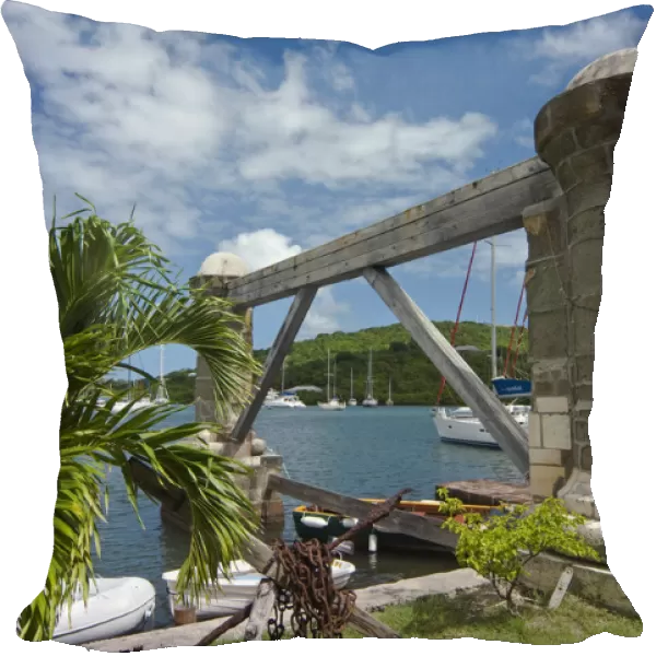 Boat house and sail loft pillars, Nelson Dockyard, Antigua, West Indies, Caribbean