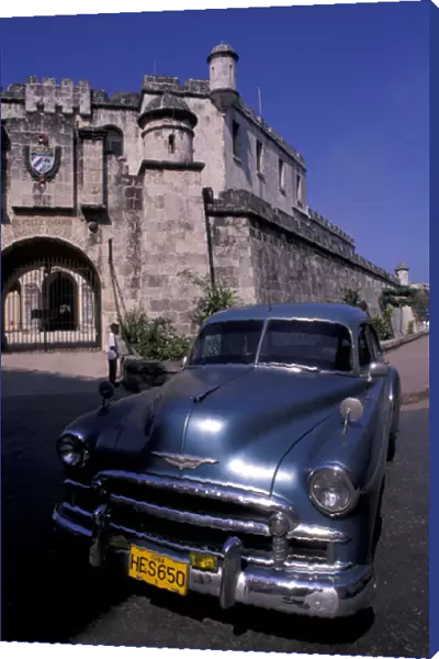 Cuba, Havana. Classic 1950s auto at National Police Revolution