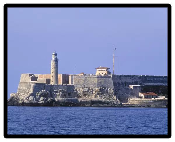 Thick stone walls of Castillo del Morro fortress sits at the entrance to the harbor