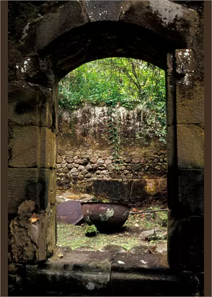 Caribbean, BWI, St. Lucia, French Mill ruins at Anse Mamin, Anse Chastenet