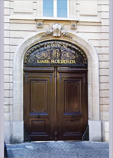 The entrance door to Champagne Louis Roederer, Reims, Champagne, Marne, Ardennes