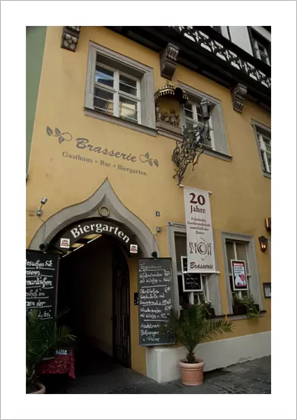 Germany, Bamberg. Jewish neighborhood, traditional Biergarten