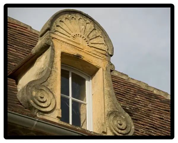 Dormer window, Montpazier, Dordogne, Perigord, France. A bastide or fortified town
